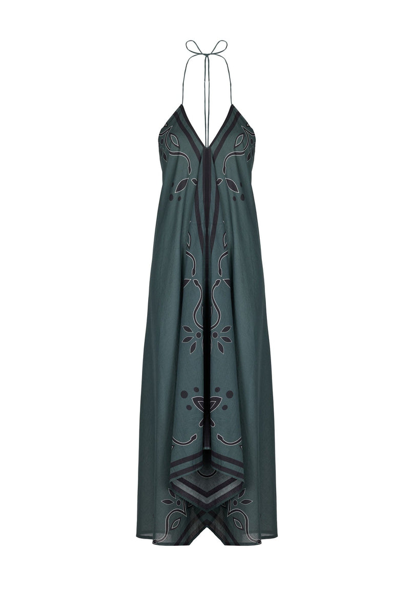 ROBE IVINA IMPRIME ARABESQUE - ARDOISE