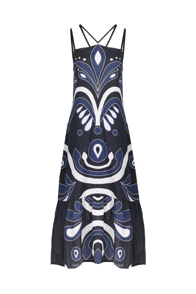 ROBE ANAIS IMPRIME BAROQUE - BLACK