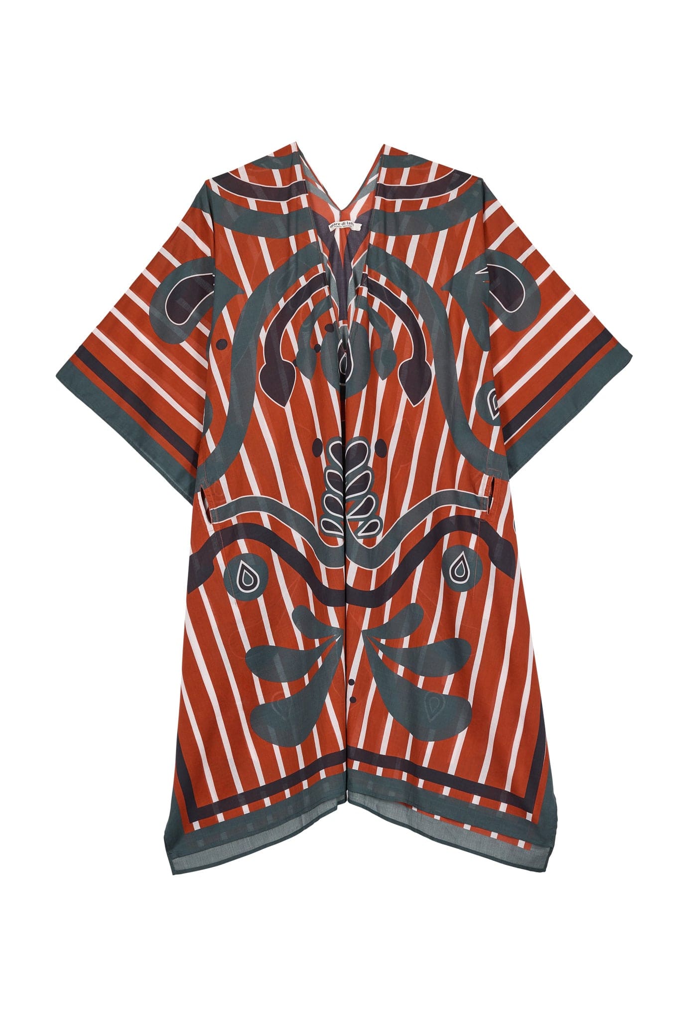 PAULINE BAROQUE PRINT PONCHO - RED
