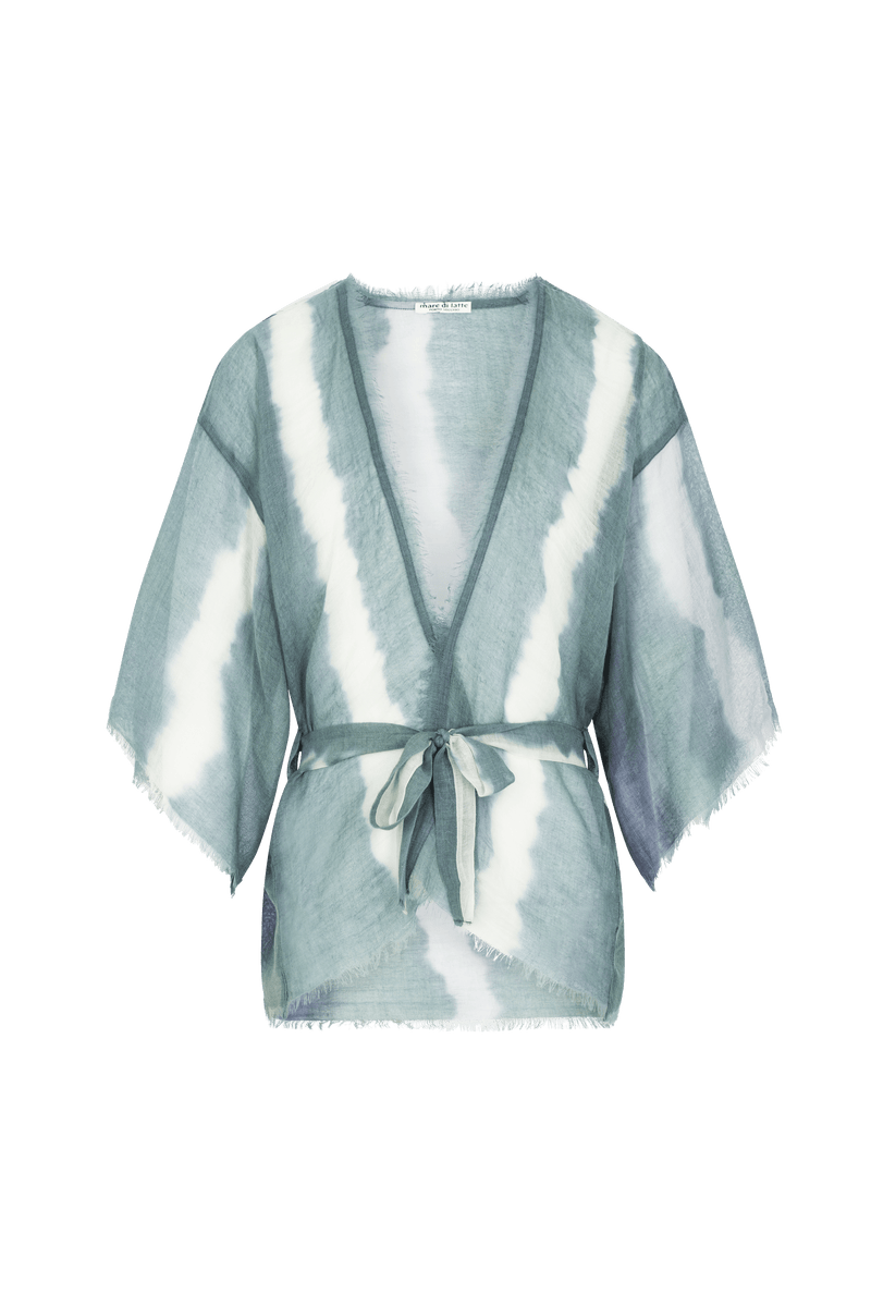 RENATA WOOL SILK SHORT KIMONO JACKET - LAGON GREEN