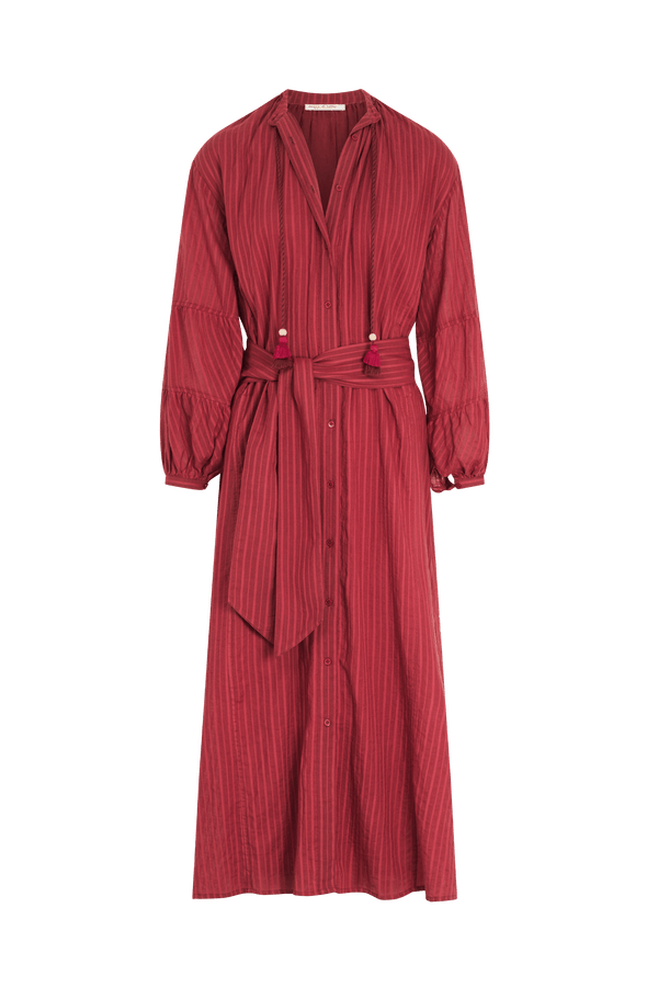 LONG WOVEN CHARLIE DRESS - PAPRIKA