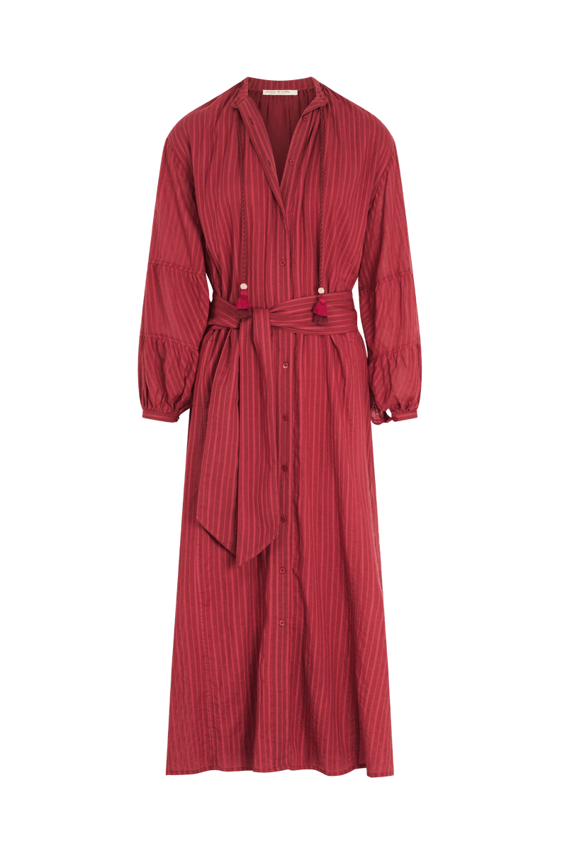 LONG WOVEN CHARLIE DRESS - PAPRIKA