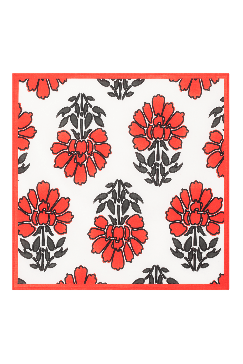 BANDANA INDIAN FLOWERS PRINT - REDCLAY