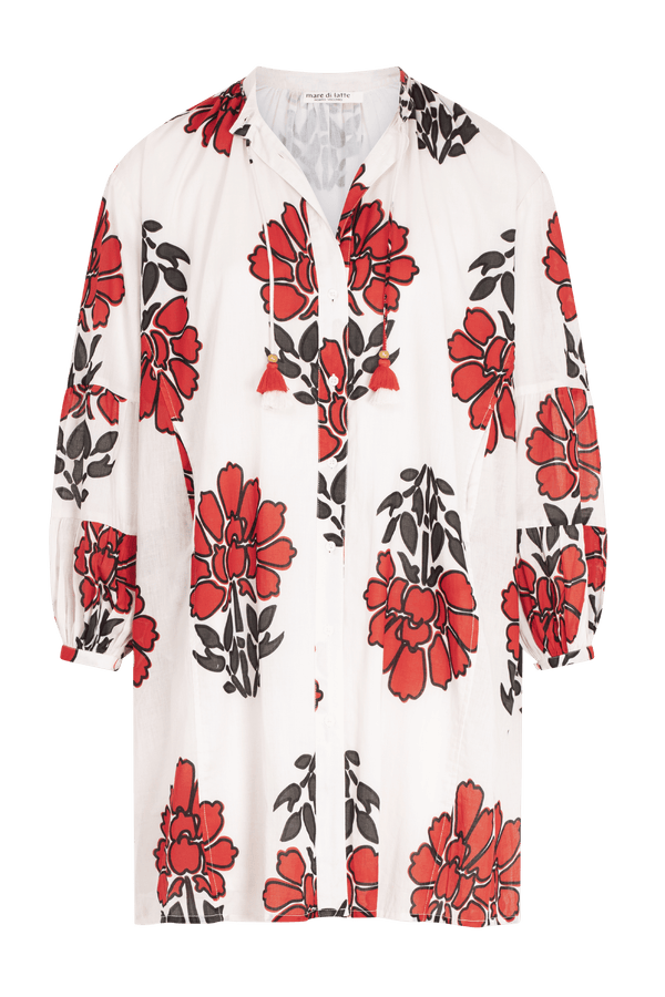 ROBE COURTE CHARLIE IMPRIME INDIAN FLOWERS - REDCLAY