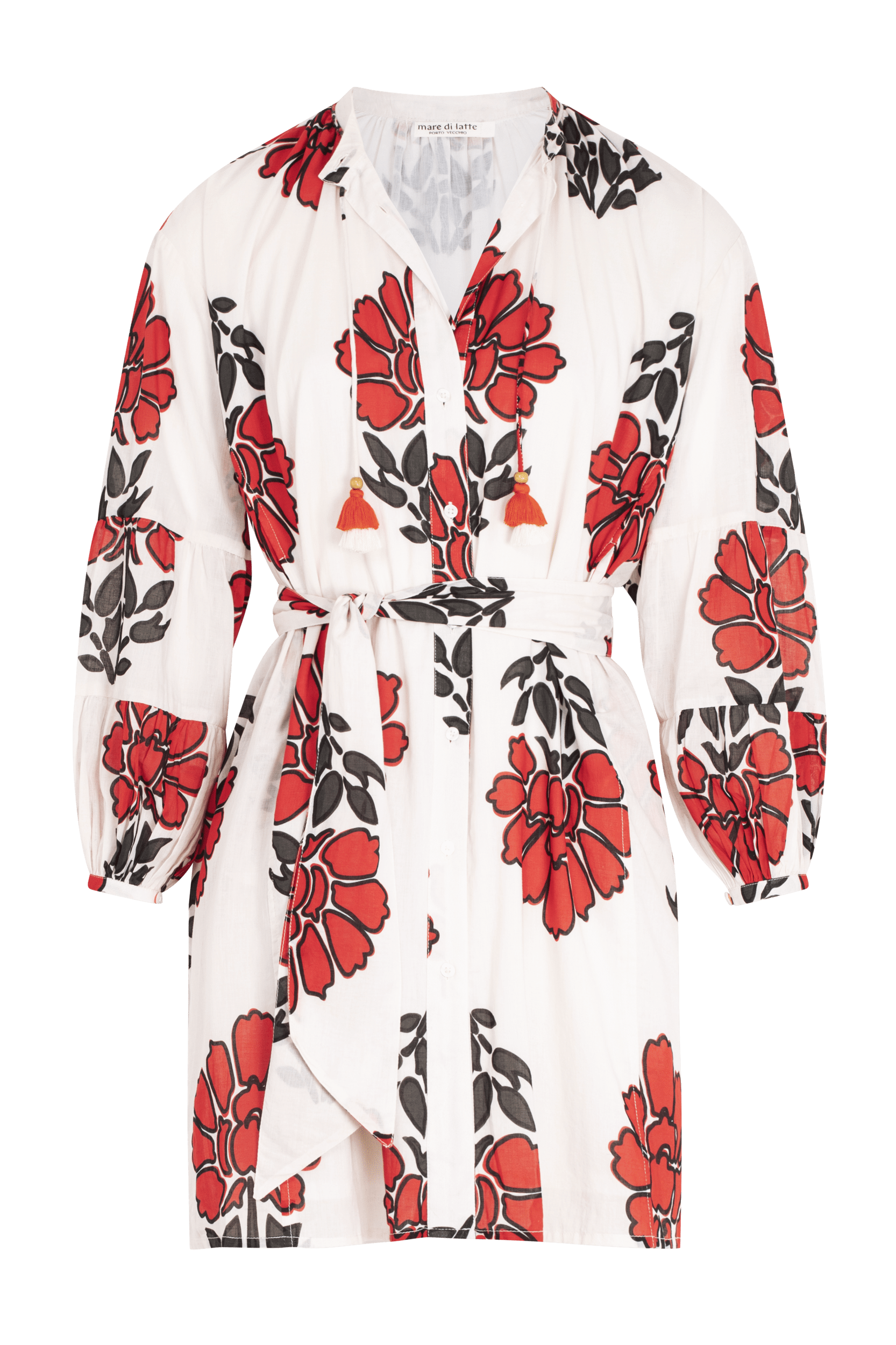 CHARLIE SHORT DRESS INDIAN FLOWERS PRINT - REDCLAY