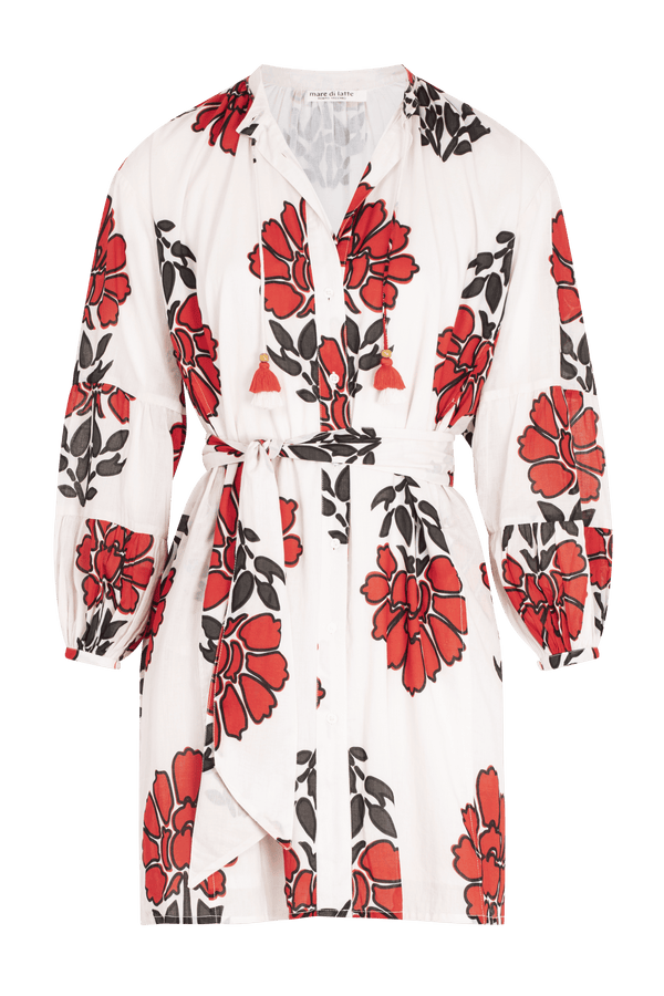 ROBE COURTE CHARLIE IMPRIME INDIAN FLOWERS - REDCLAY