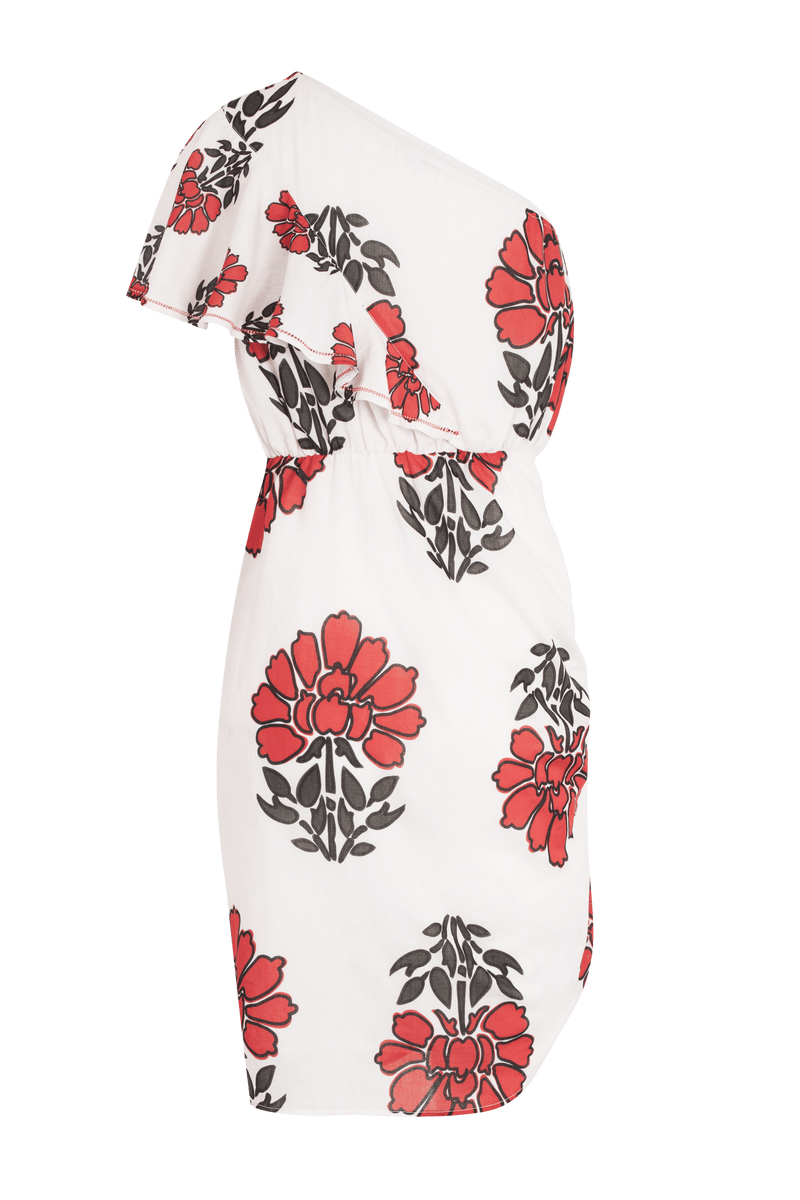 GALIENE DRESS INDIAN FLOWERS PRINT - REDCLAY