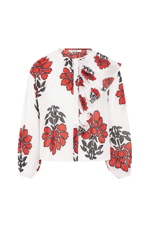 ROMANTICA BLOUSE INDIAN FLOWERS PRINT - REDCLAY