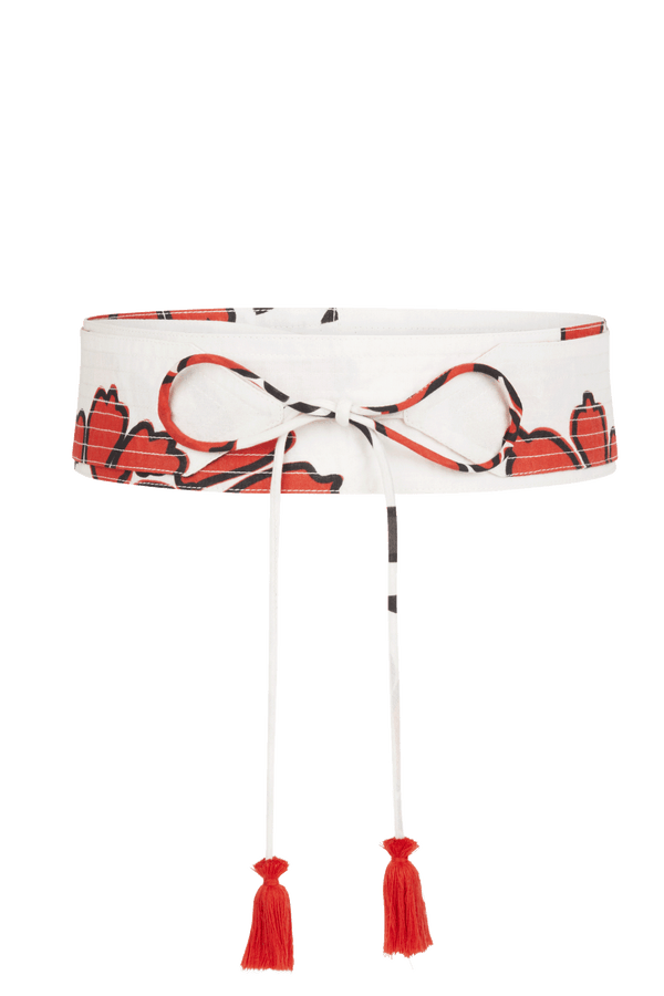 ANDRIA BELT INDIAN FLOWERS PRINT - REDCLAY