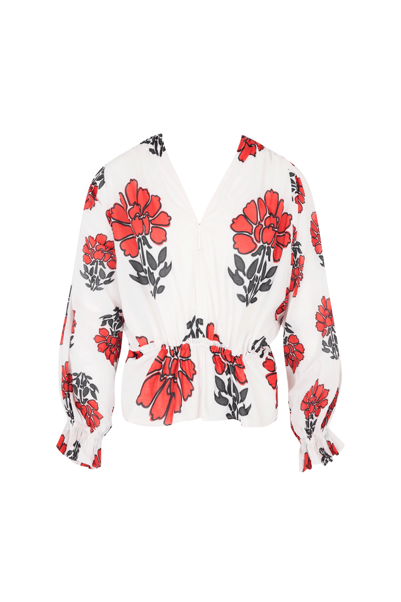 DIVYA TOP INDIAN FLOWERS PRINT - REDCLAY