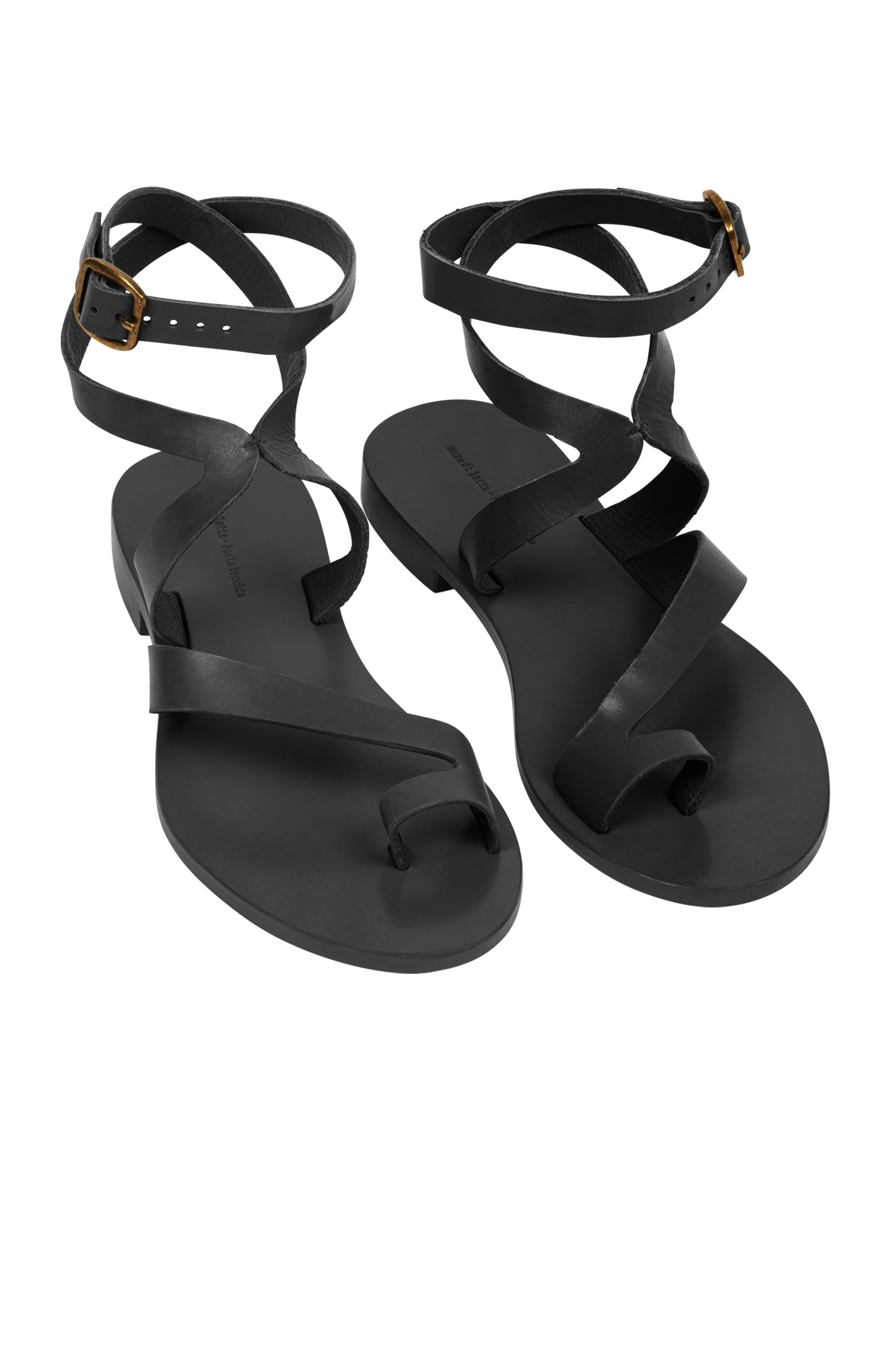 IRENE LEATHER SANDALS - BLACK