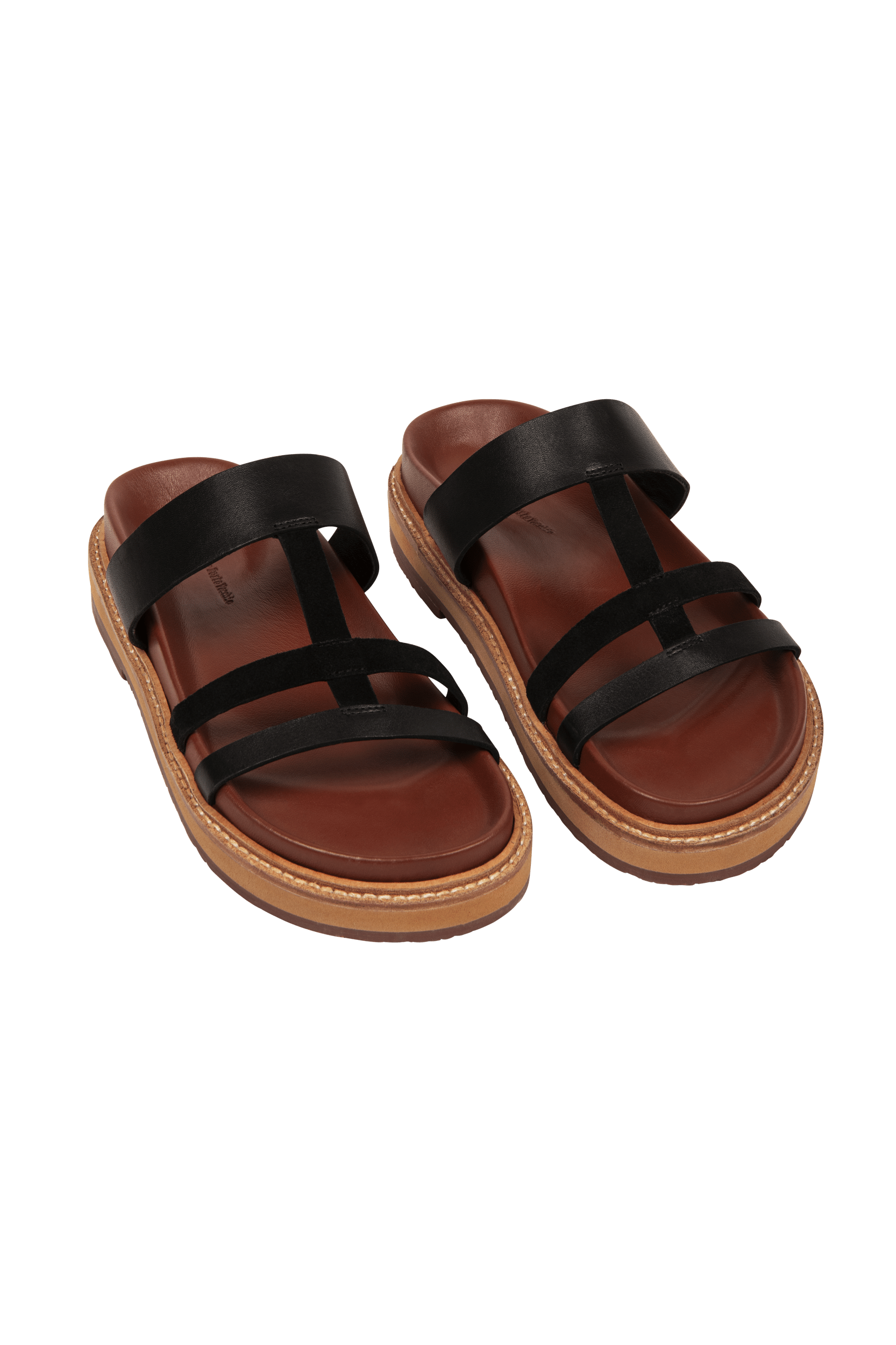 IVAR LEATHER SANDALS - BLACK TERRACOTTA