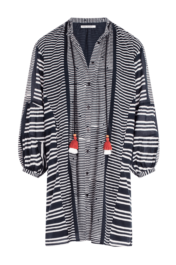 CHARLIE SHORT DRESS KOTA PRINT - BLACK