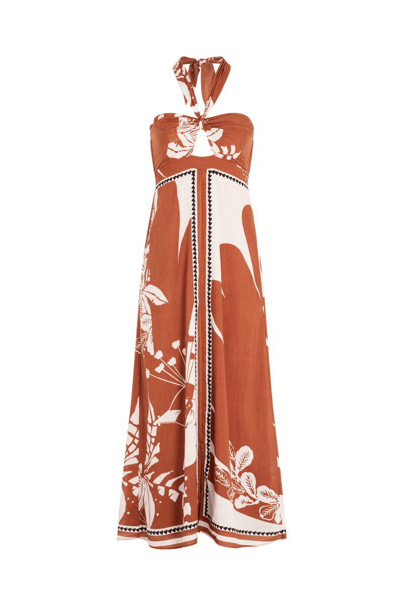 CLEMENCE DRESS PALLADIO PRINT - CARAMEL