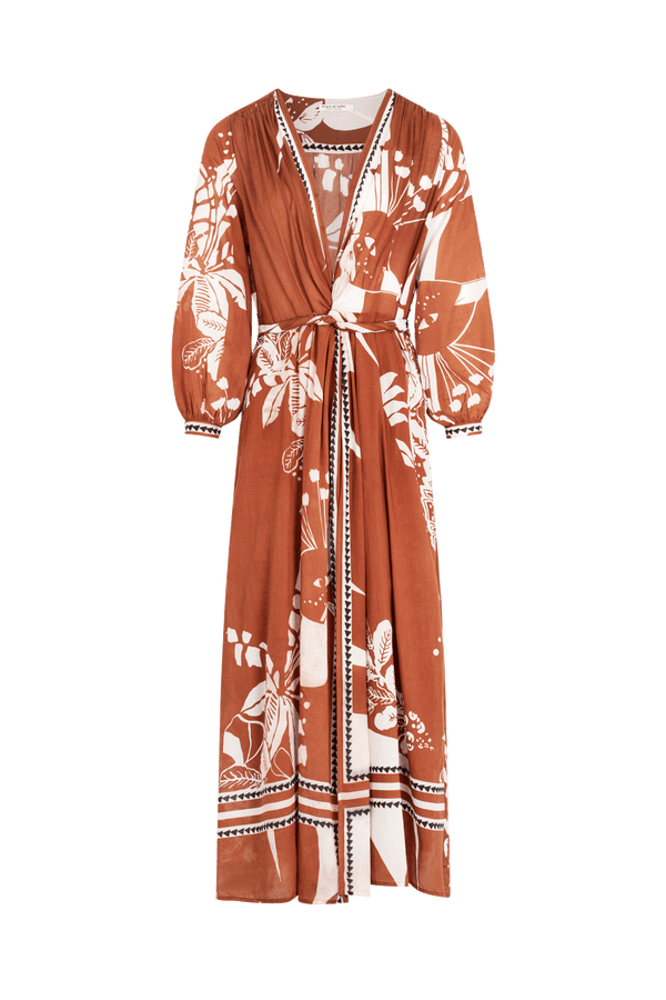 EMMANUELLE DRESS PALLADIO PRINT - CARAMEL