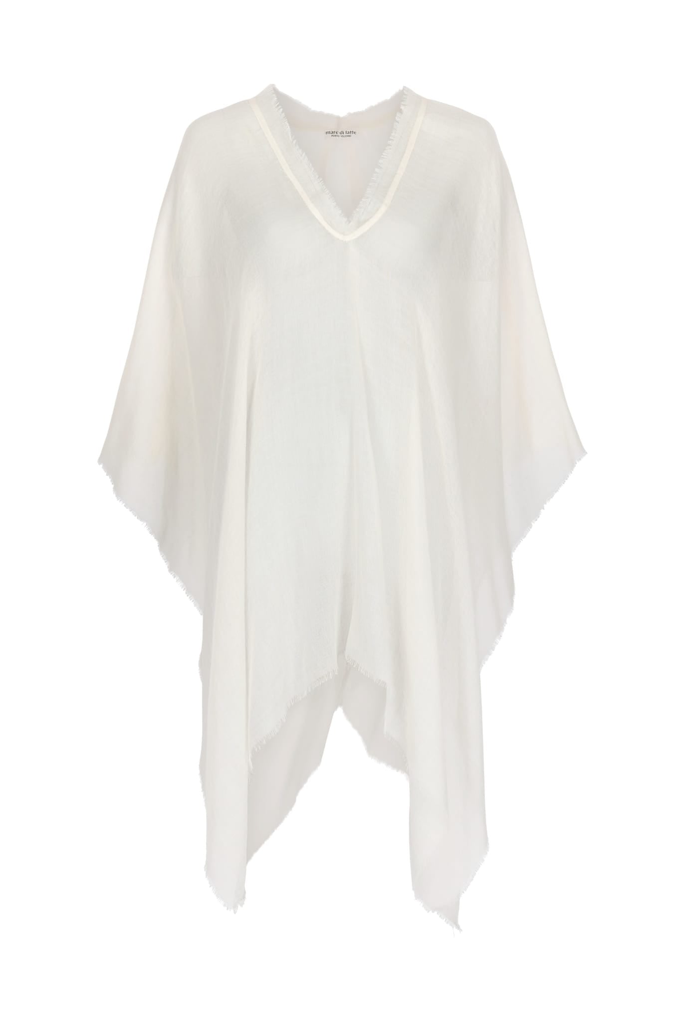 PONCHO COURT RAFAELE ETAMINE DE LAINE - LATTE