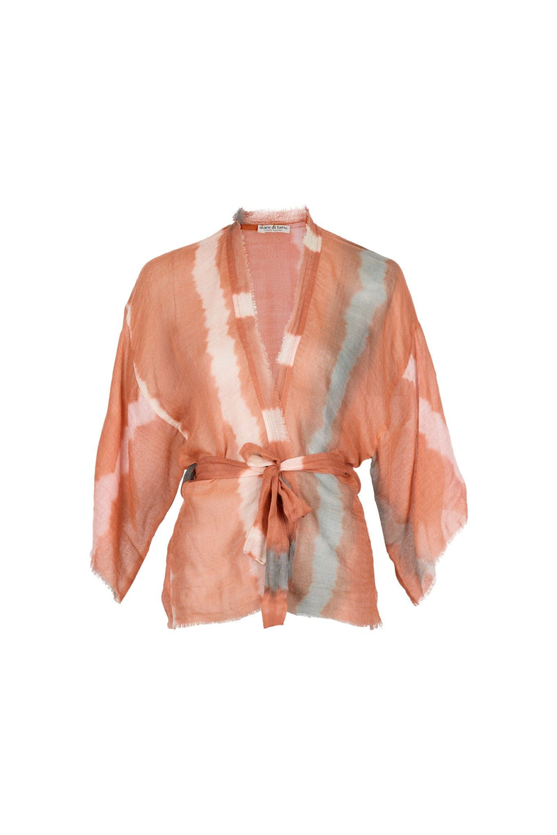 KIMONO RENATA TIE AND DYE ETAMINE DE LAINE - BLUSH