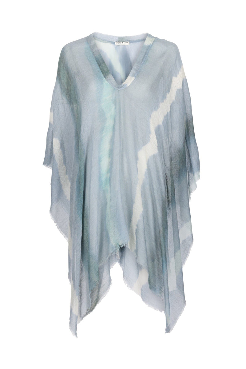 PONCHO RAFAELE TIE AND DYE ETAMINE DE LAINE - NUAGE