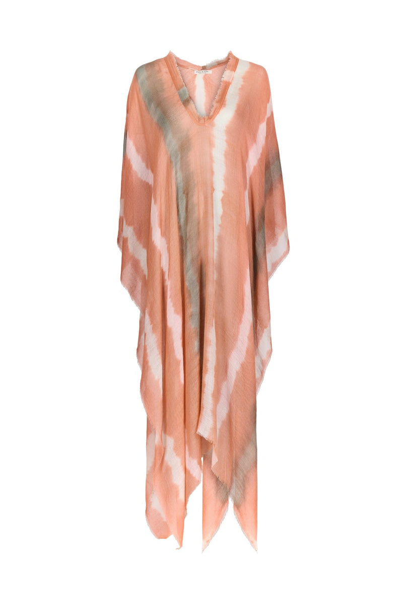 PONCHO LONG RAFAELE ETAMINE DE LAINE TIE AND DYE - BLUSH