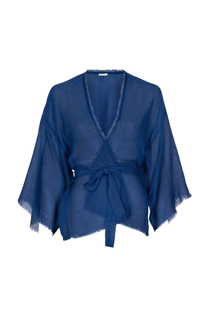 KIMONO RENATA ETAMINE DE LAINE - CHINA BLUE