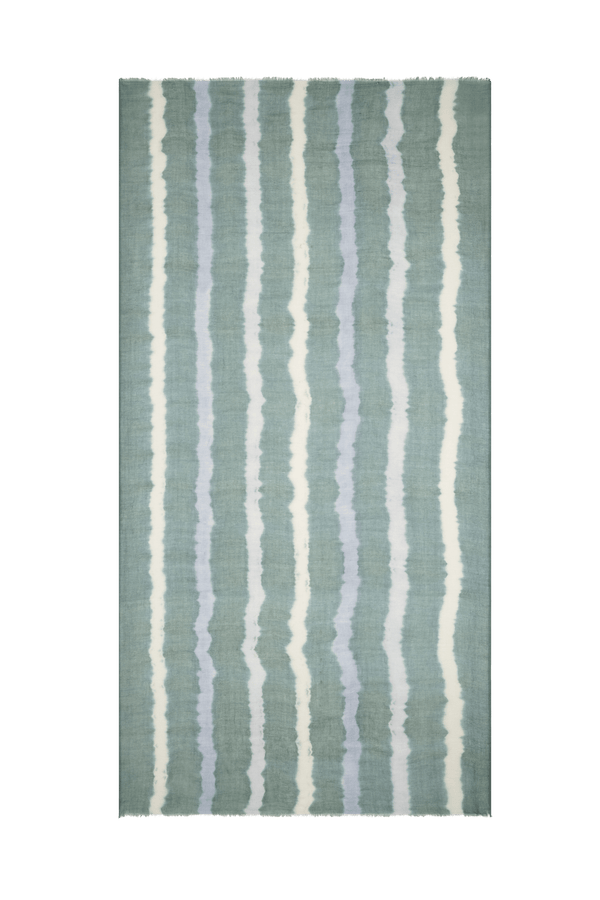 TIE AND DYE STOLE WOOL SILK - LAGON GREEN