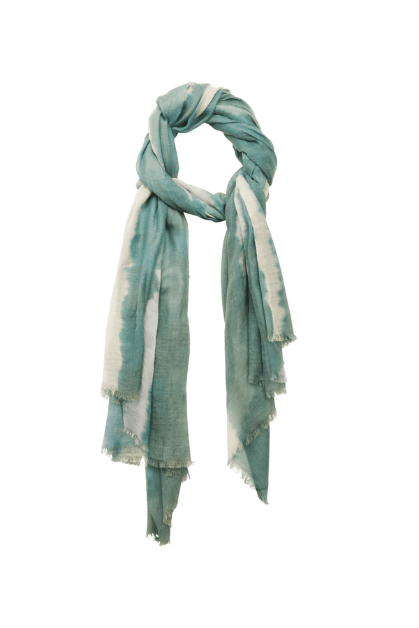 TIE AND DYE STOLE WOOL SILK - LAGON GREEN