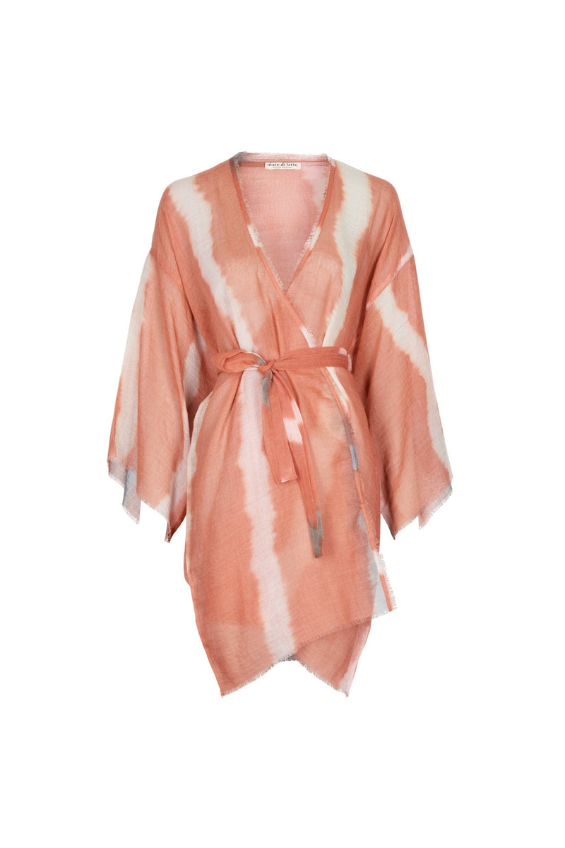 KIMONO MI-LONG RACHEL ETAMINE DE LAINE TIE AND DYE - BLUSH