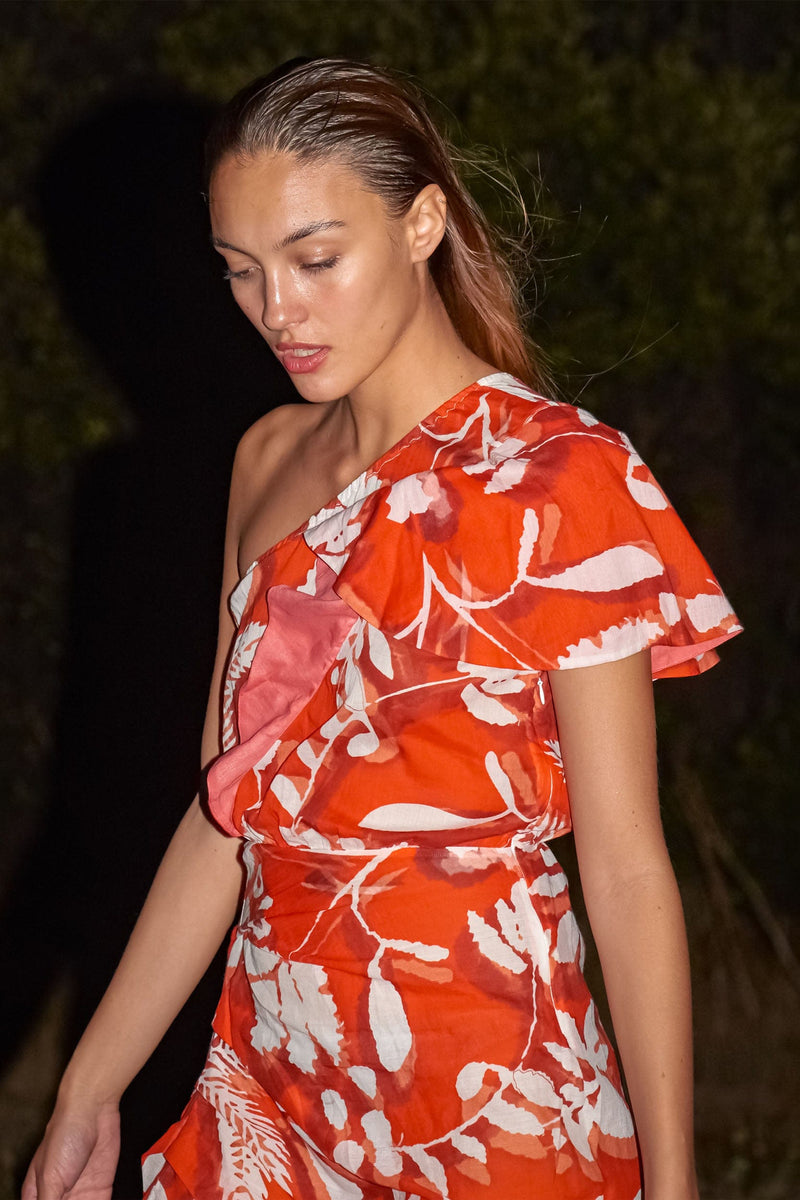 ROBE GALIENE IMPRIMÉ TROPICAL - FLASHY ORANGE