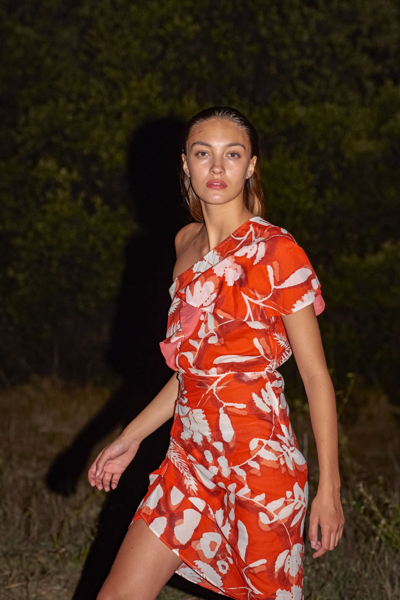 ROBE GALIENE IMPRIMÉ TROPICAL - FLASHY ORANGE