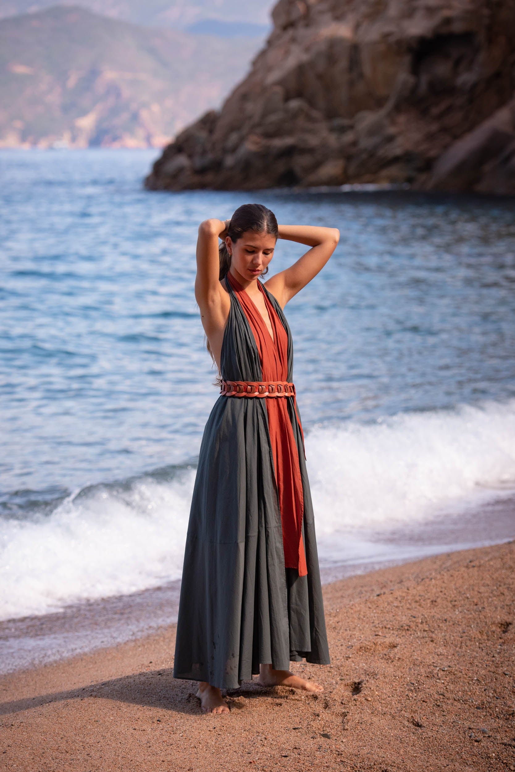 MALIN LONG ACACIA PAREO DRESS - SLATE