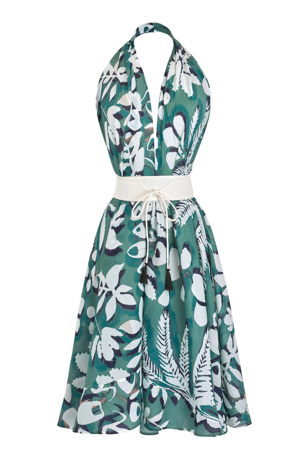 ROBE PARÉO MALIN MI-LONG ALINE IMPRIMÉ TROPICAL - ACQUA GREEN