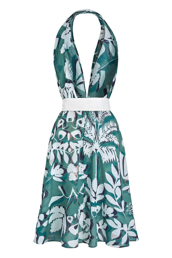 ROBE PARÉO MALIN MI-LONG ALINE IMPRIMÉ TROPICAL - ACQUA GREEN