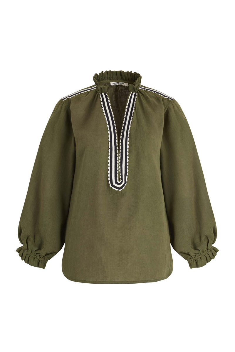 BLOUSE SAPHO CROQUET - OLIVE GREEN