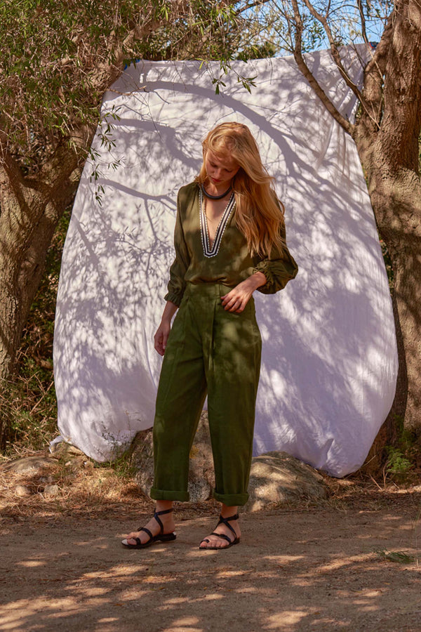 BLOUSE SAPHO CROQUET - OLIVE GREEN