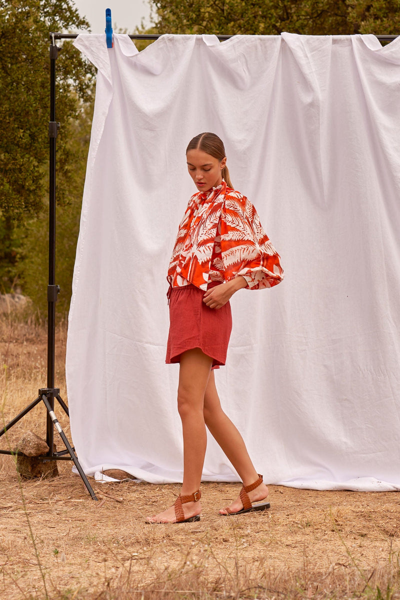 BLOUSE ODETTE IMPRIMÉ TROPICAL - ACQUA GREEN