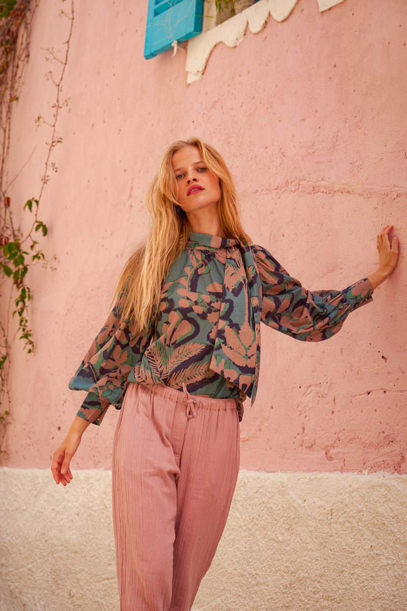 BLOUSE ODETTE IMPRIMÉ TROPICAL - FLASHY ORANGE