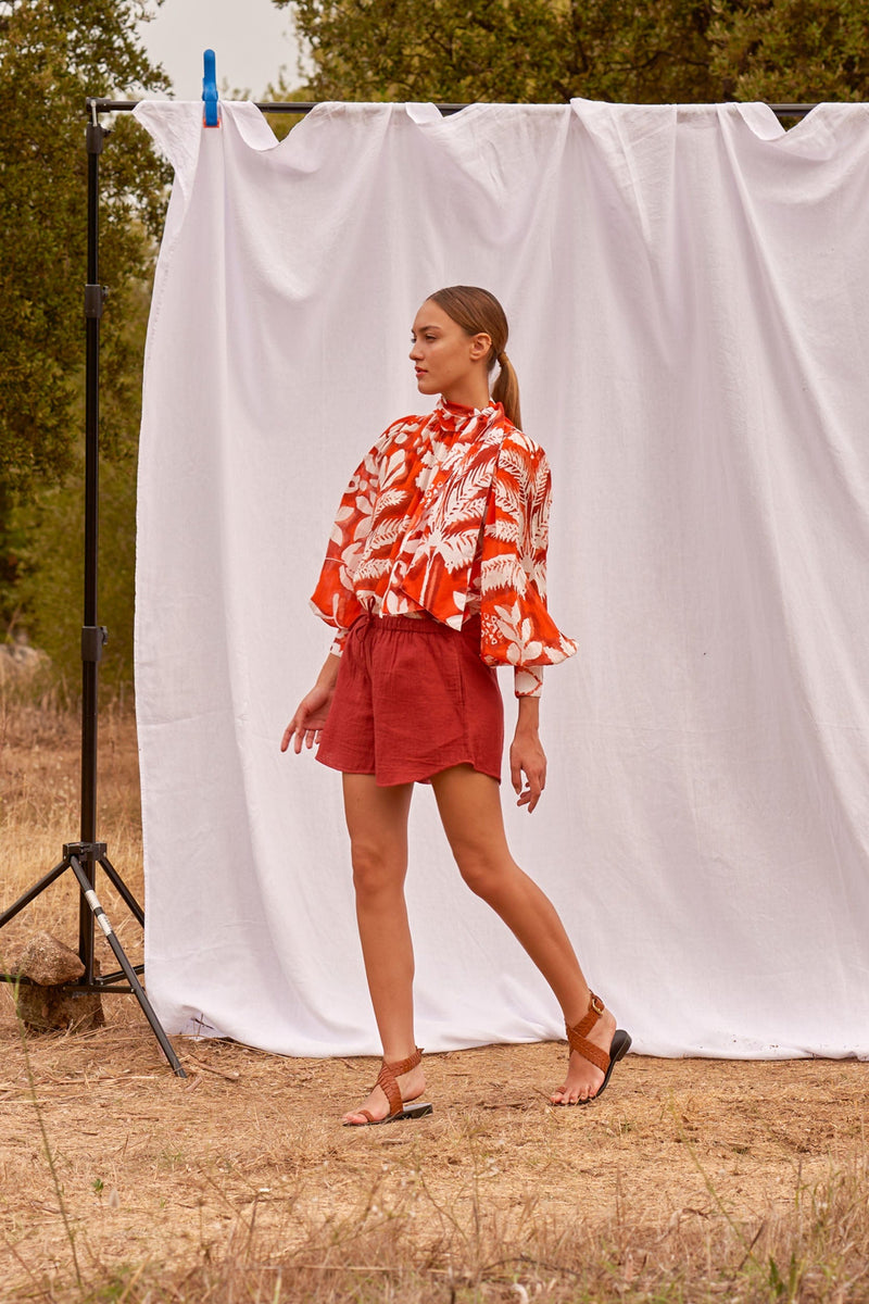 BLOUSE ODETTE IMPRIMÉ TROPICAL - ACQUA GREEN
