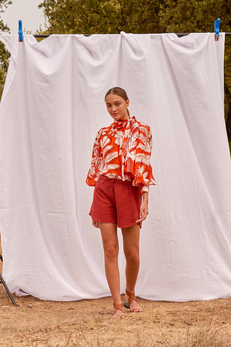 BLOUSE ODETTE IMPRIMÉ TROPICAL - FLASHY ORANGE