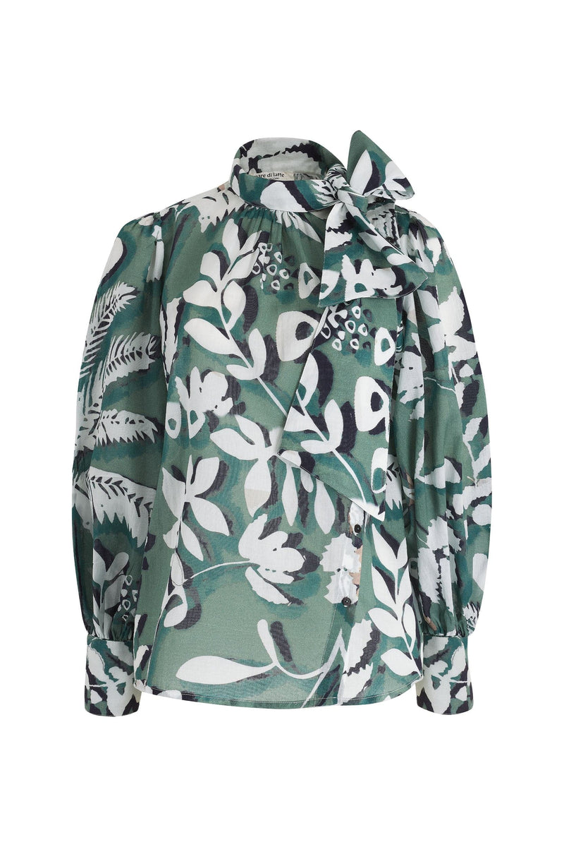 BLOUSE ODETTE IMPRIMÉ TROPICAL - ACQUA GREEN