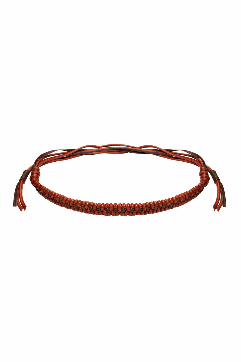 CEINTURE EN CUIR PALMYRO - CAMEL CHOCOLAT
