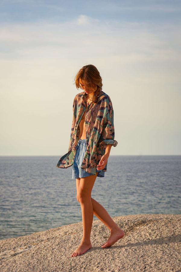 CHEMISE FIORINA IMPRIMÉ TROPICAL - ACQUA GREEN