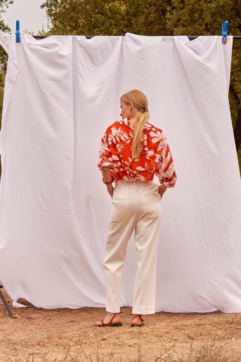CHEMISE FIORINA IMPRIMÉ TROPICAL - FLASHY ORANGE