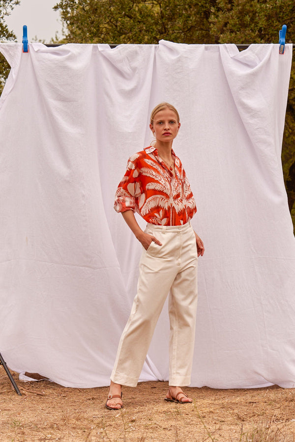 CHEMISE FIORINA IMPRIMÉ TROPICAL - FLASHY ORANGE