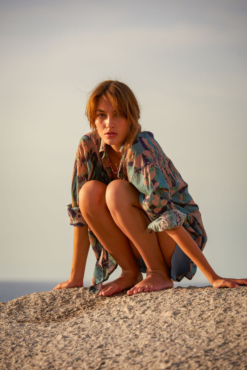 CHEMISE FIORINA IMPRIMÉ TROPICAL - FLASHY ORANGE