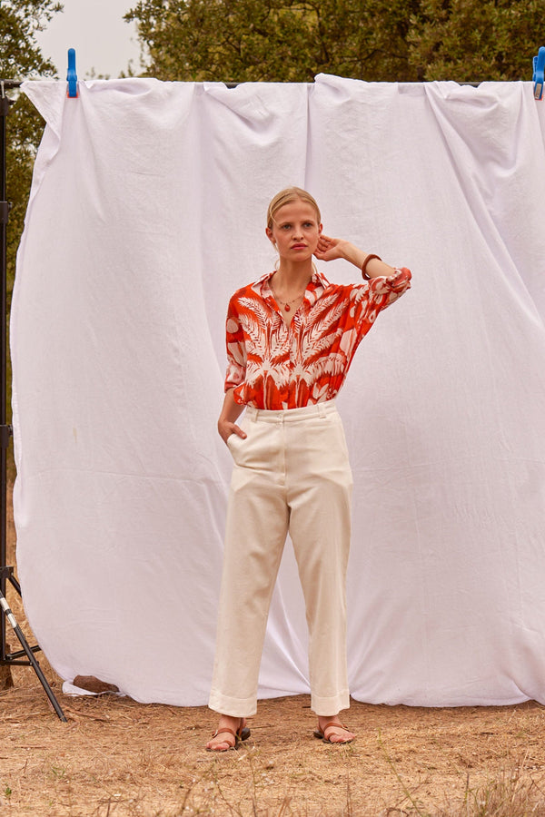 CHEMISE FIORINA IMPRIMÉ TROPICAL - FLASHY ORANGE