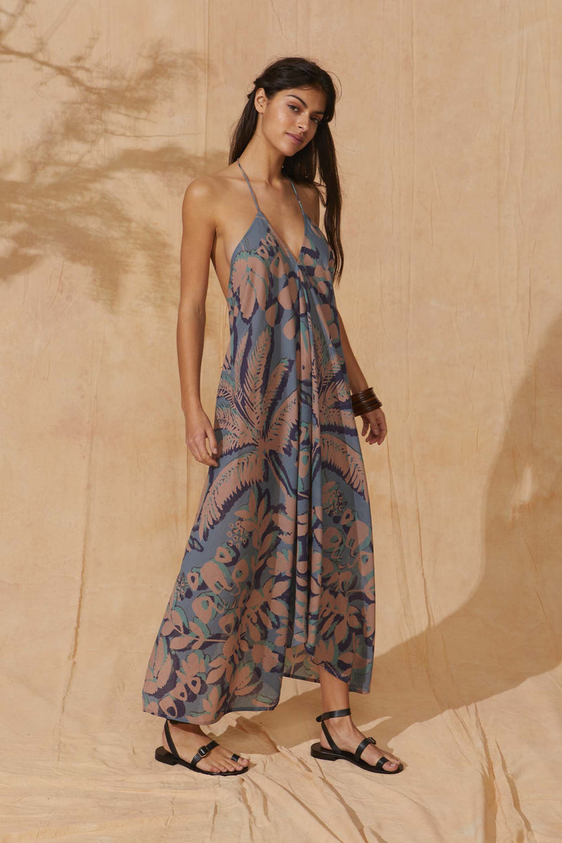 ROBE IVINA IMPRIMÉ TROPICAL - ACQUA GREEN