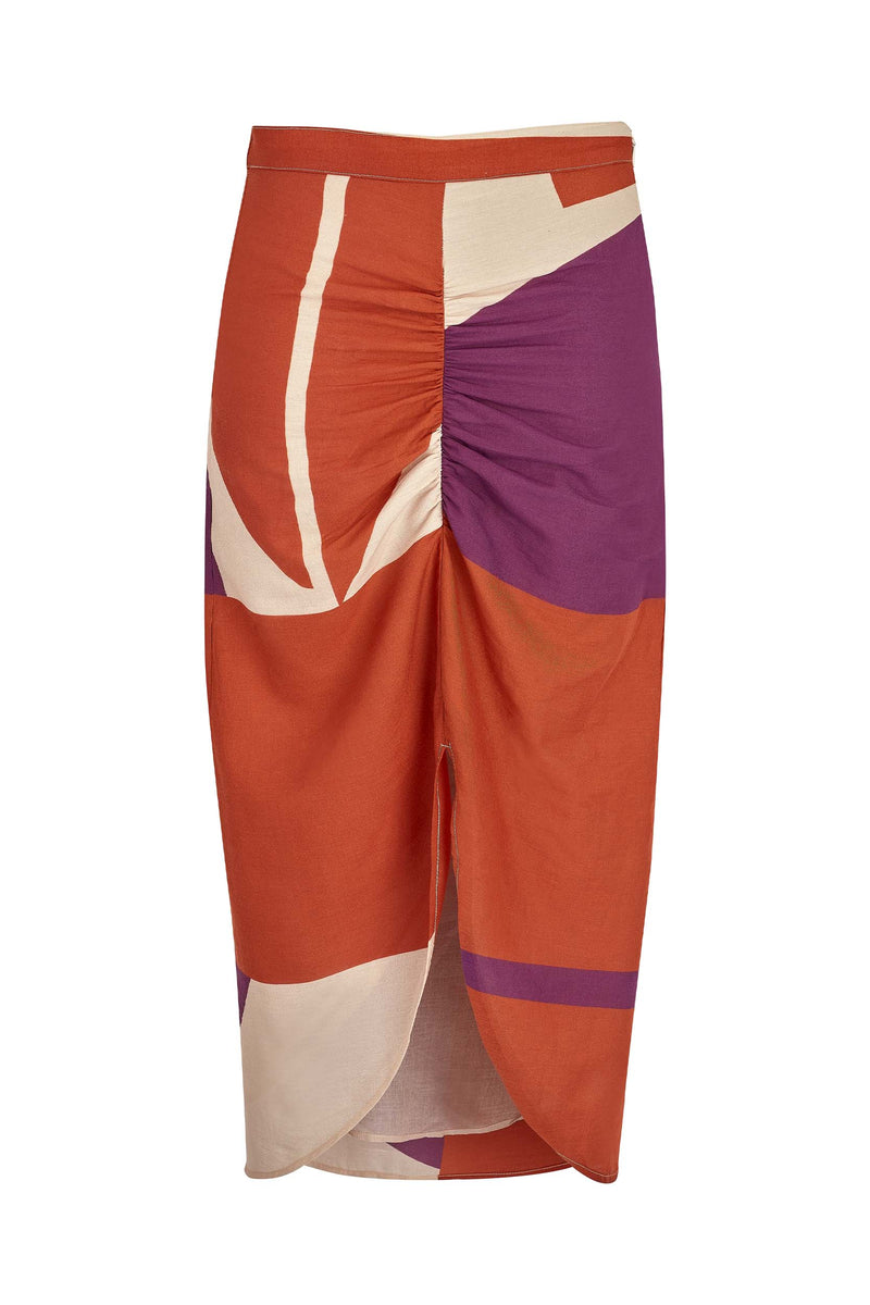 JUPE BERYL IMPRIME SUNSET - PLUM