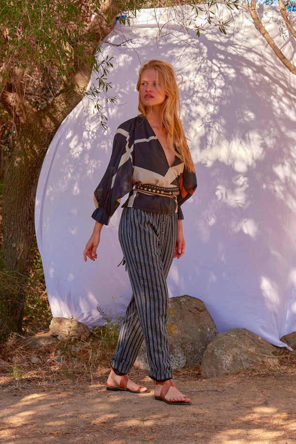 PANTALON ANGELE TISSAGE FORMENTERA - BLACK