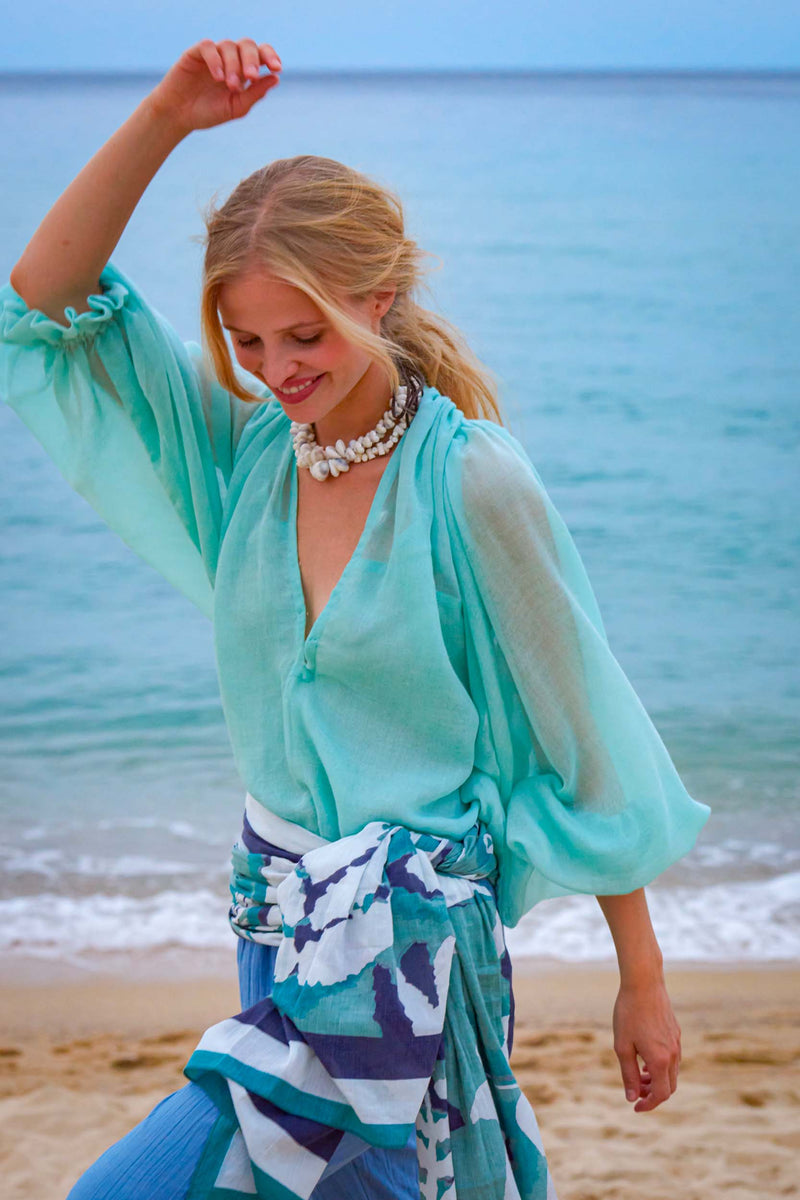 ETOLE IMPRIME TROPICAL - AQUA GREEN