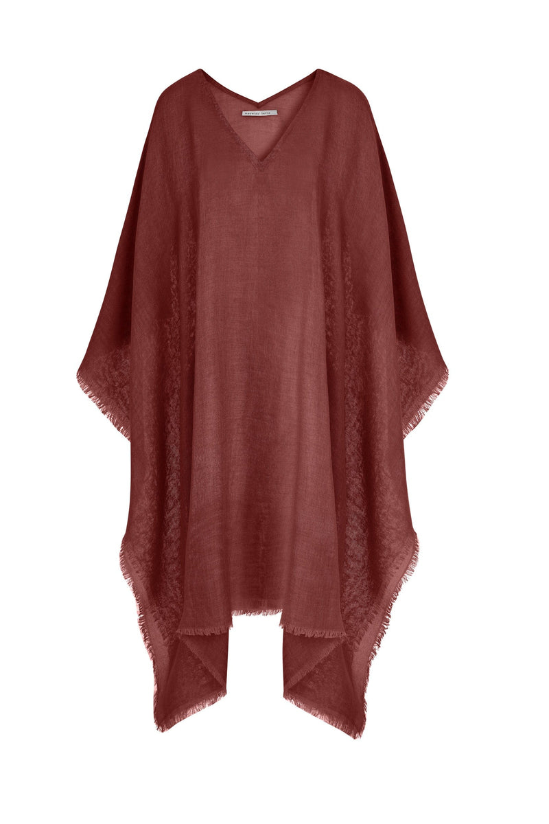 PONCHO COURT RAFAELE ETAMINE DE LAINE - BLACK TOMATO